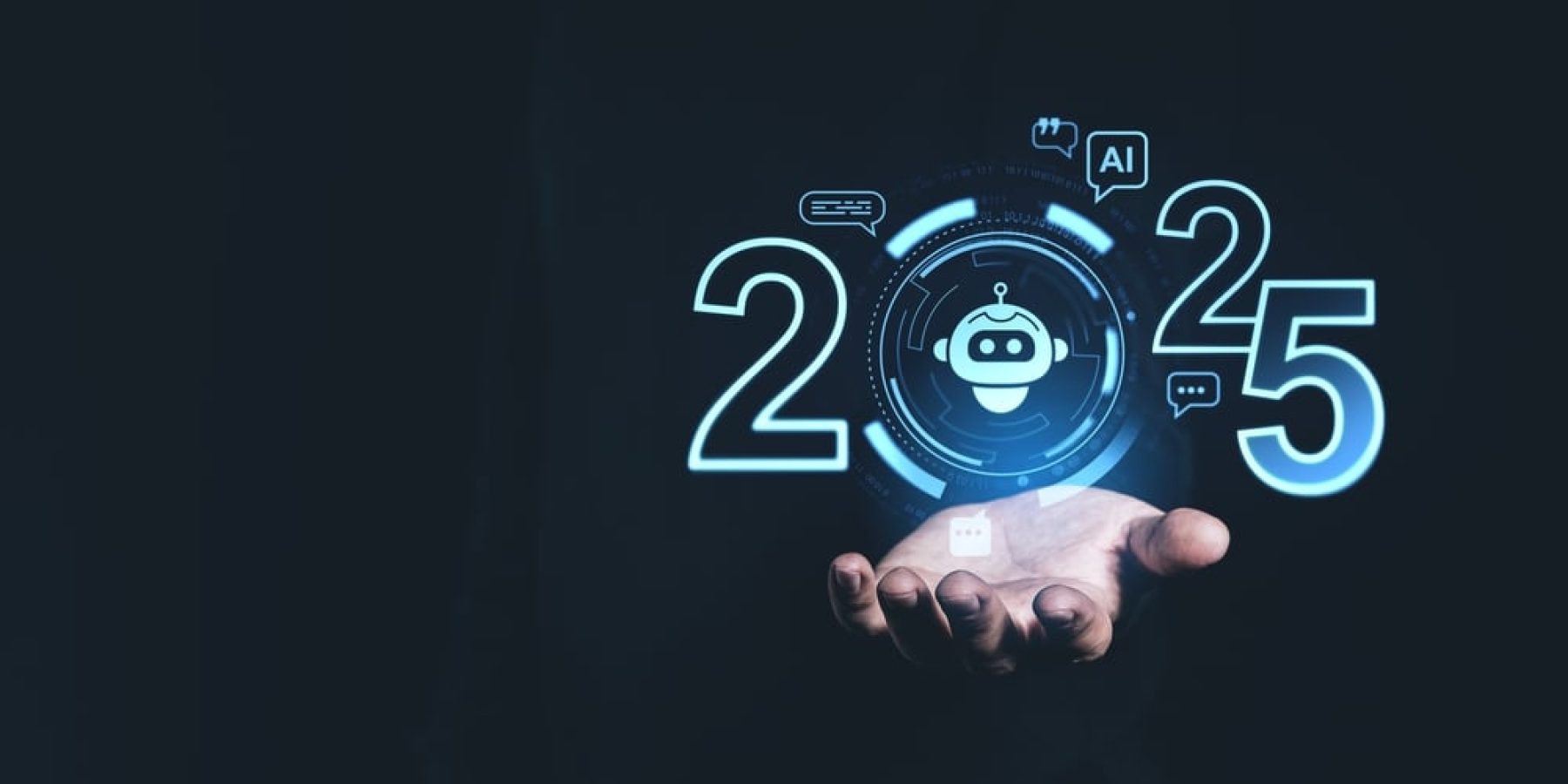 Futuristic,2025,Forecast,With,Glowing,Ai,Elements,Hovering,Over,A